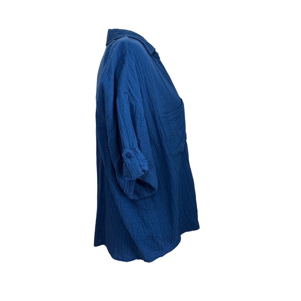 Code Bleu Deep Blue Button-Down 100% Cotton Shirt… - image 2